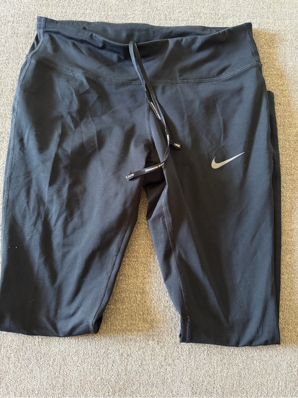 Nike Black Capri Performance Leggings with Reflective Swoosh